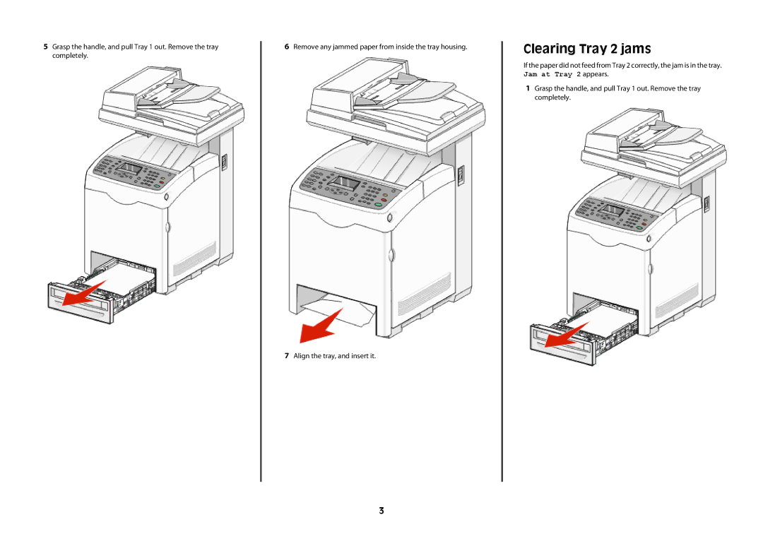 Lexmark x560 manual Clearing Tray 2 jams 