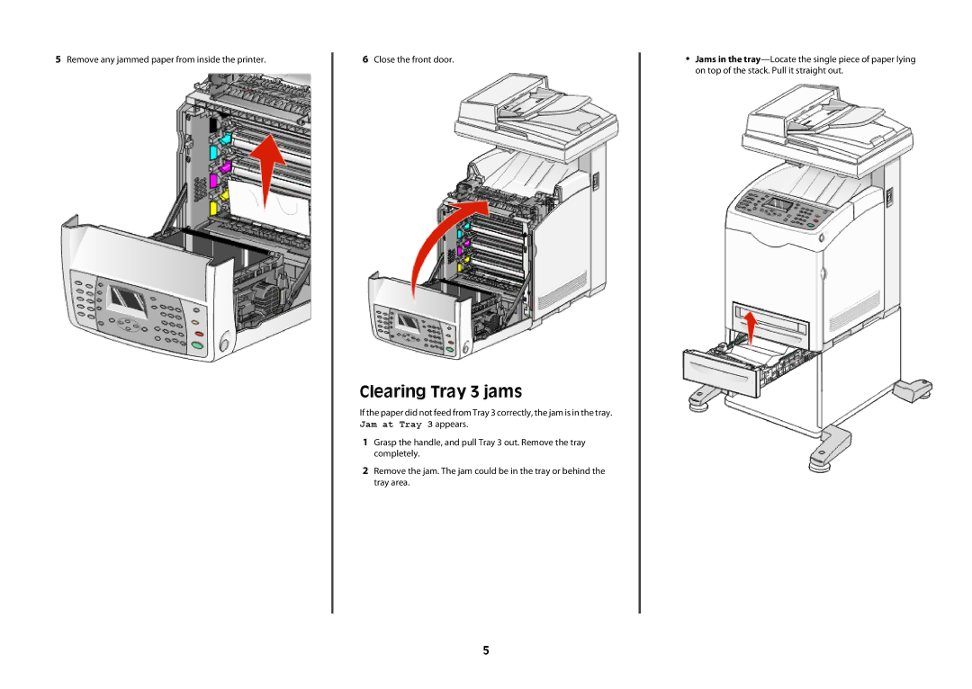 Lexmark x560 manual Clearing Tray 3 jams 