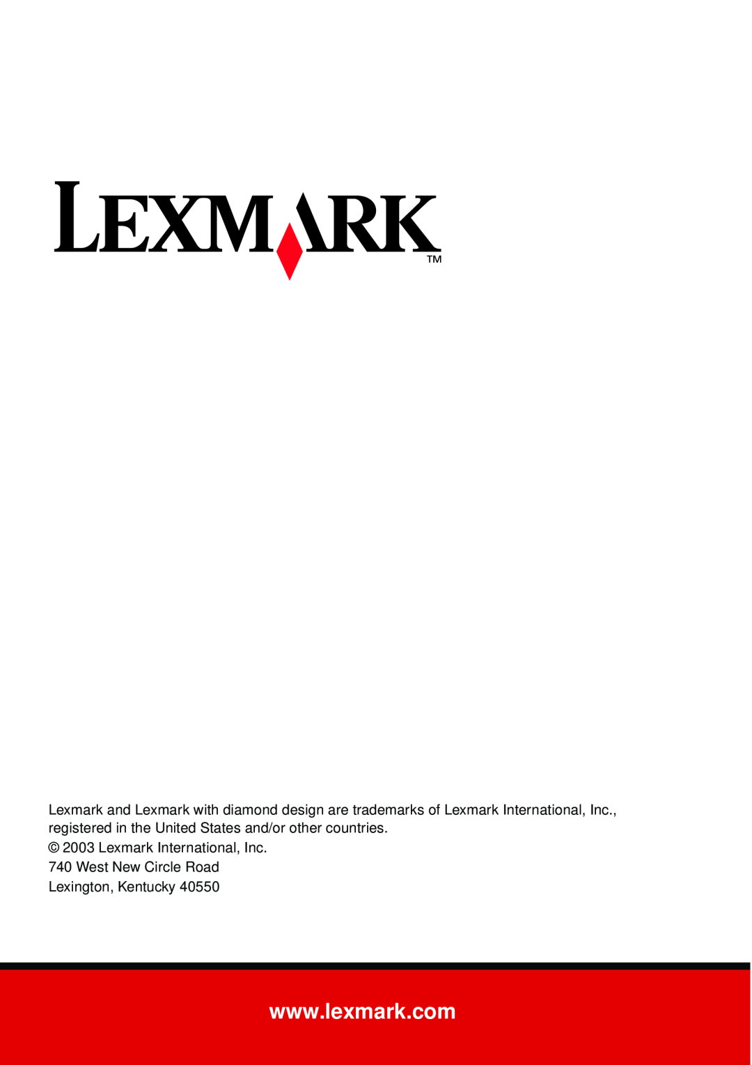 Lexmark X6100 manual Lexmark International, Inc, West New Circle Road Lexington, Kentucky 