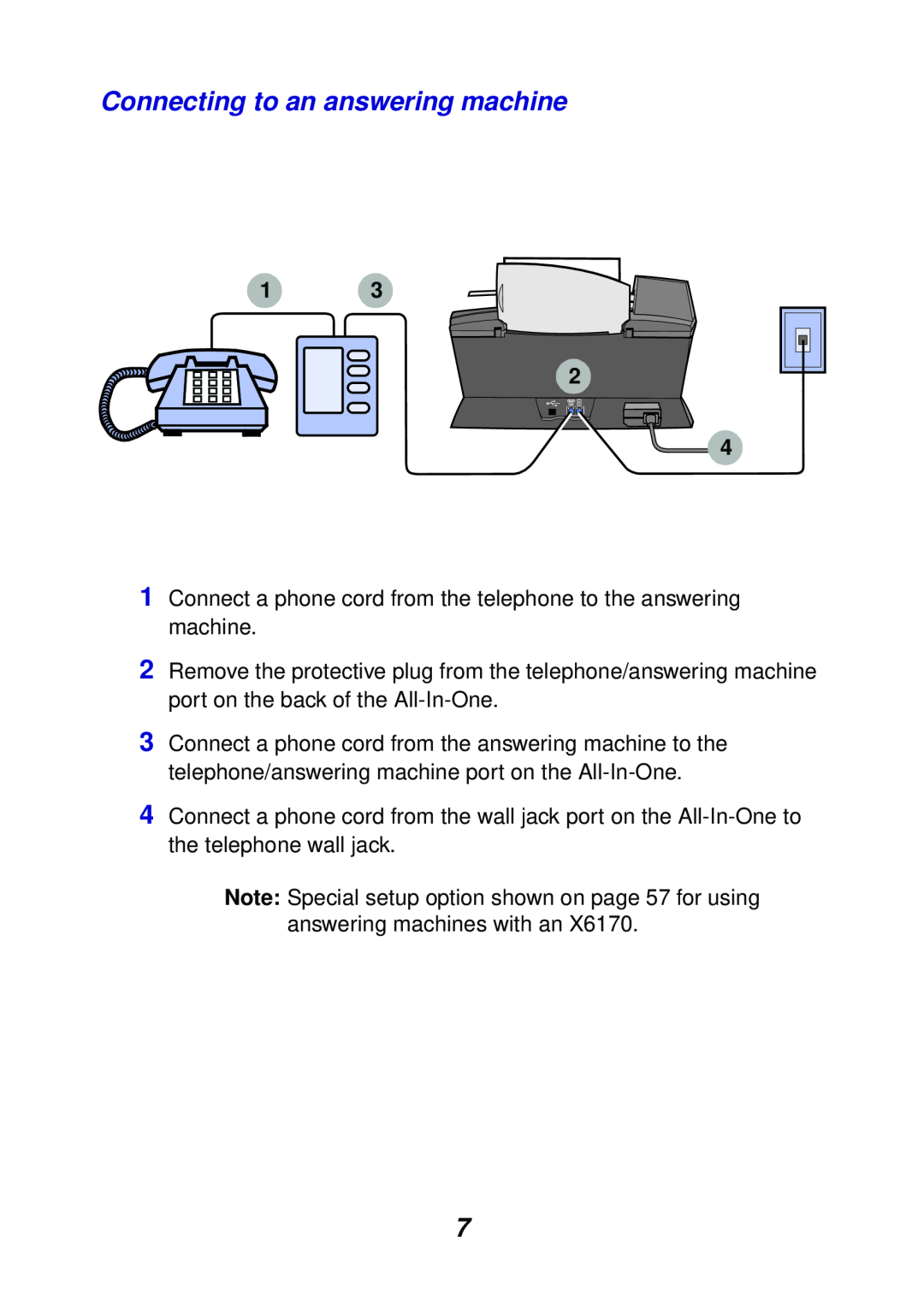 Lexmark X6100 manual Connecting to an answering machine, 13 2 4 