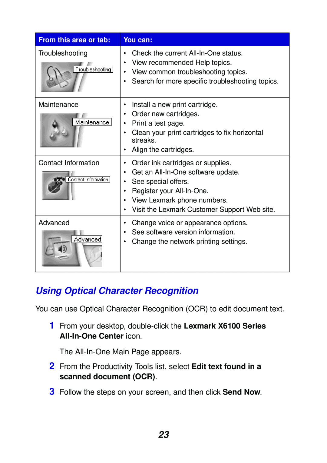 Lexmark X6100 manual Using Optical Character Recognition 