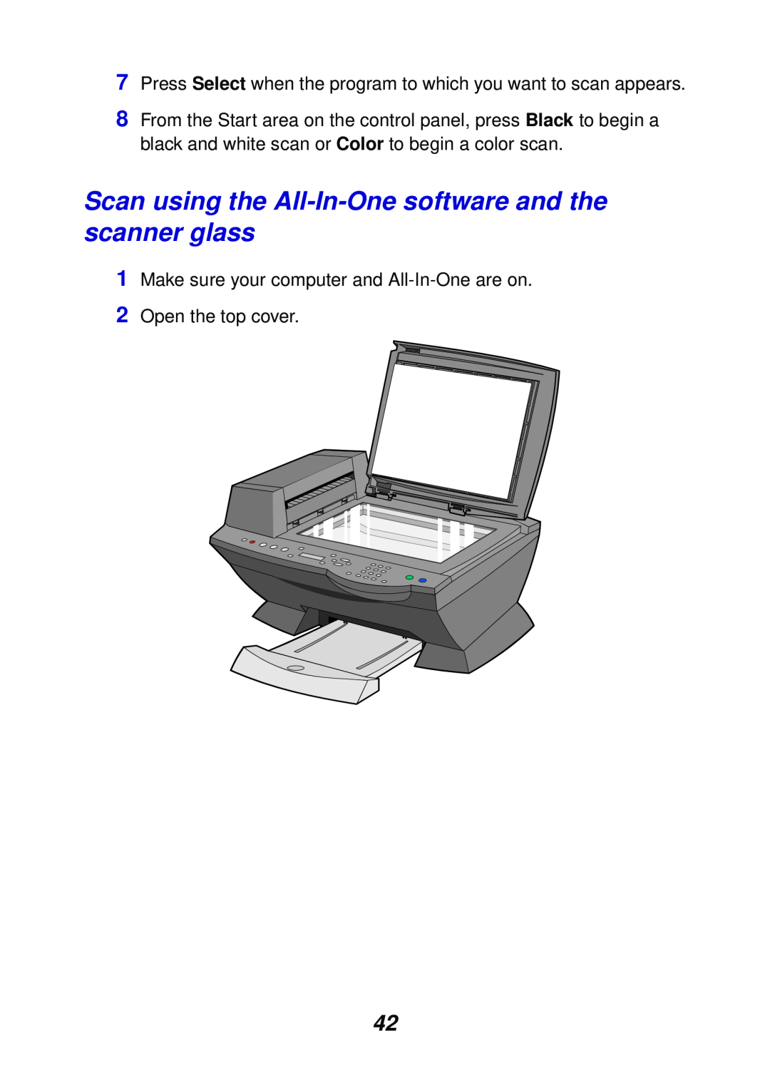 Lexmark X6100 manual 1Make sure your computer and All-In-Oneare on, 2Open the top cover 