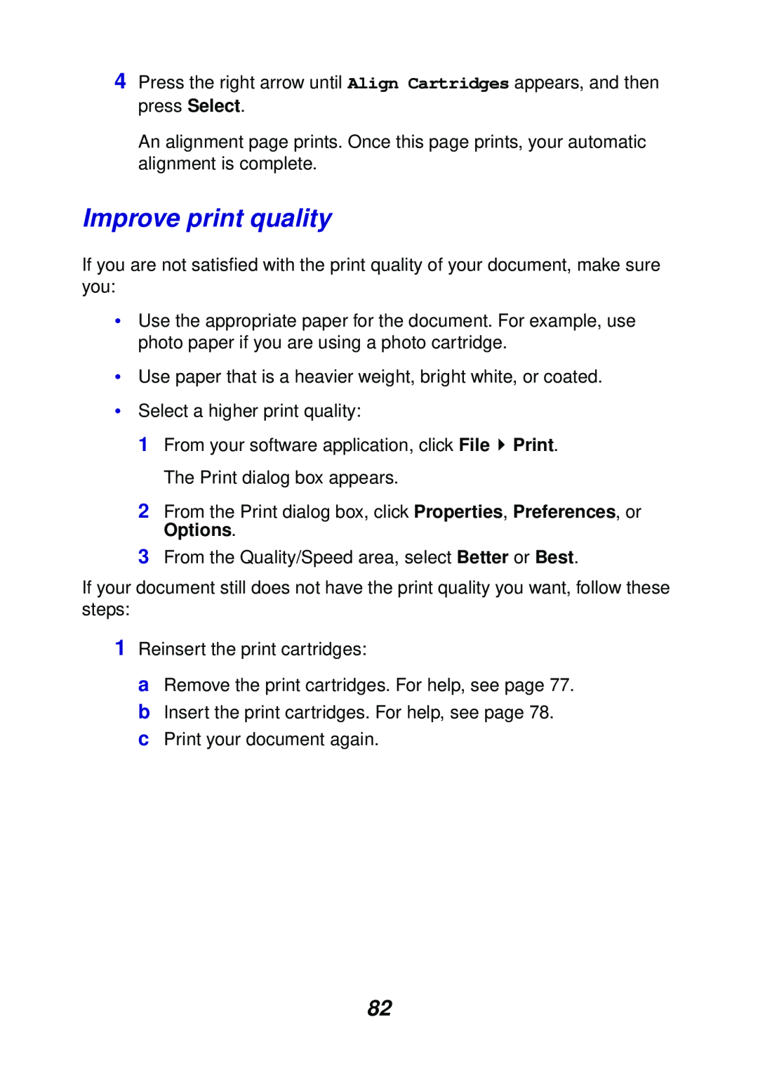 Lexmark X6100 manual Improve print quality 