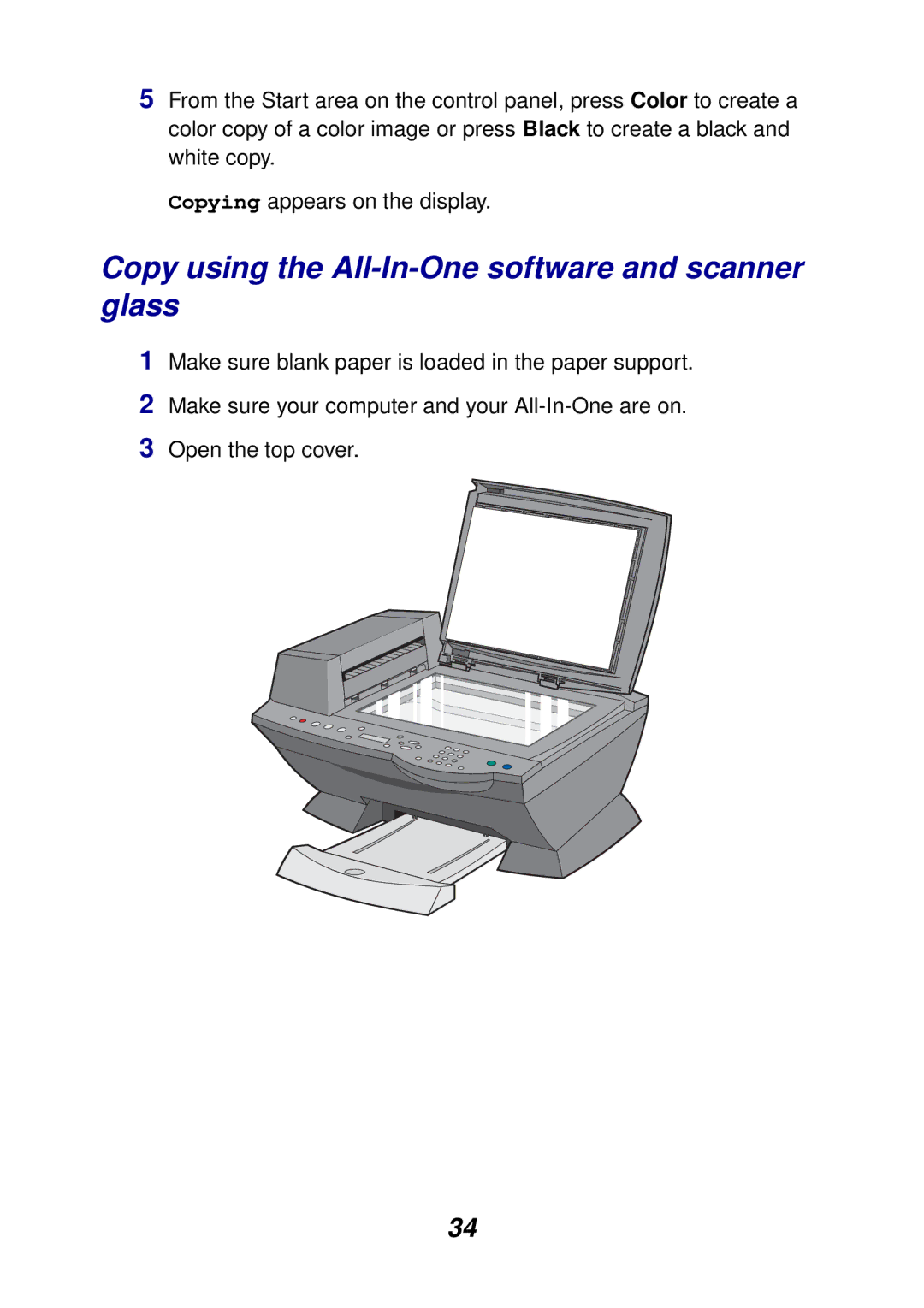 Lexmark X6100 manual Copy using the All-In-One software and scanner glass 