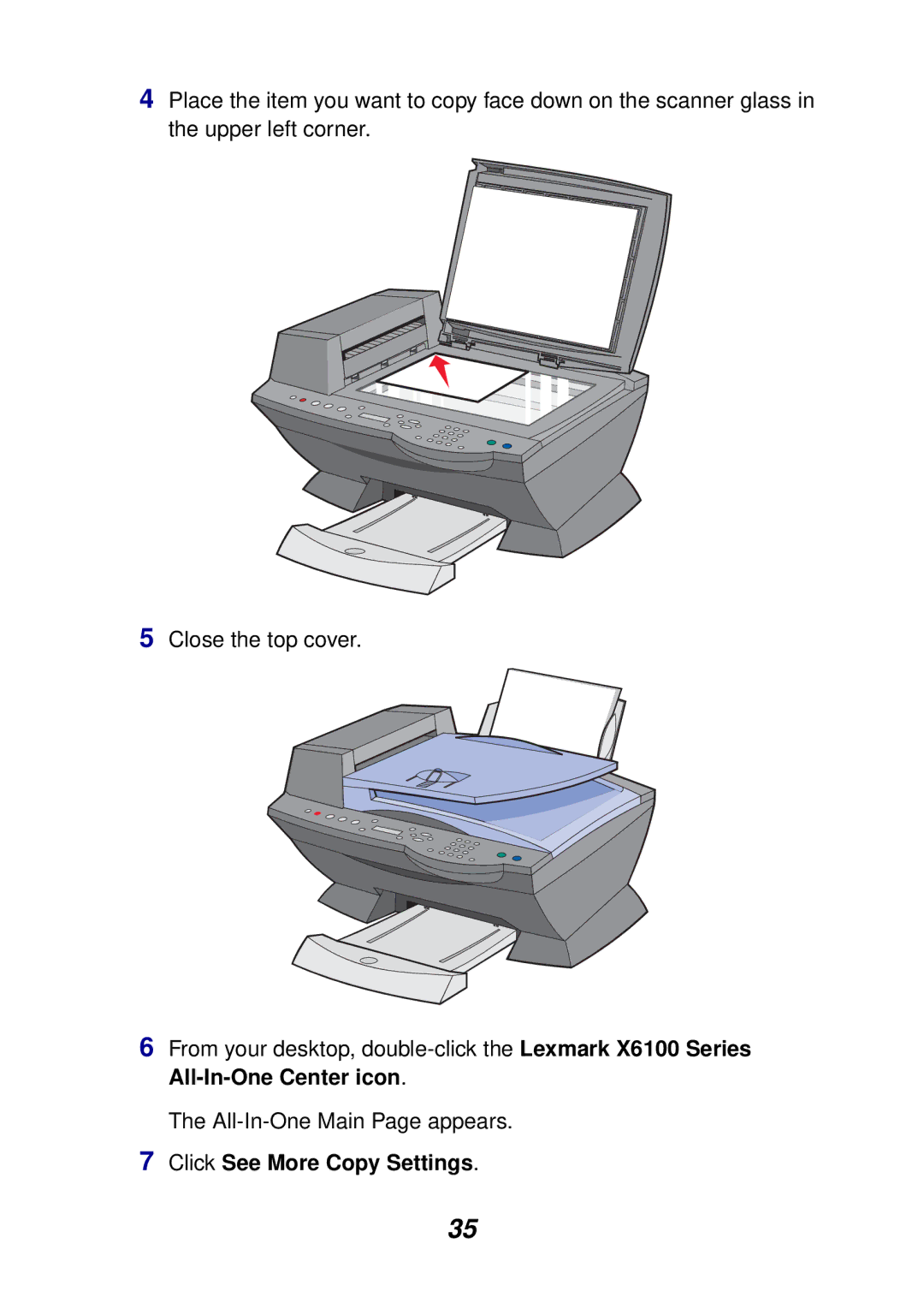 Lexmark X6100 manual Click See More Copy Settings 