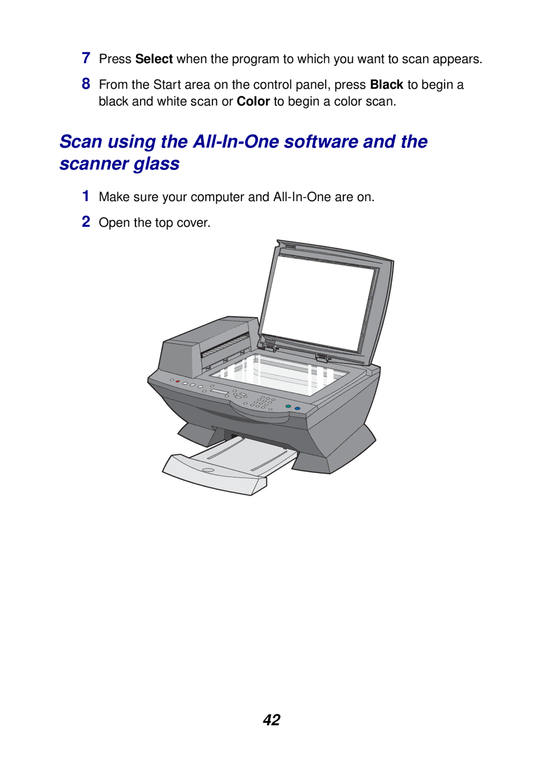 Lexmark X6100 manual Scan using the All-In-One software and the scanner glass 