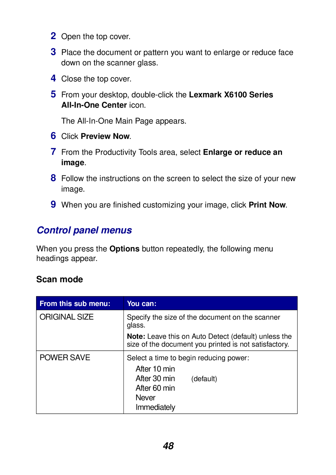 Lexmark X6100 manual Scan mode 