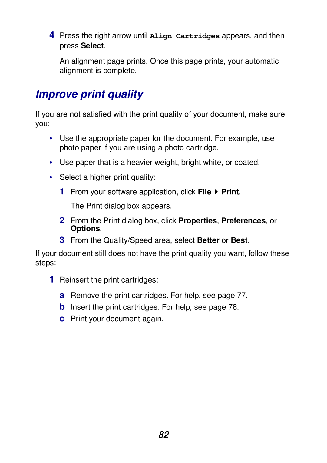 Lexmark X6100 manual Improve print quality 