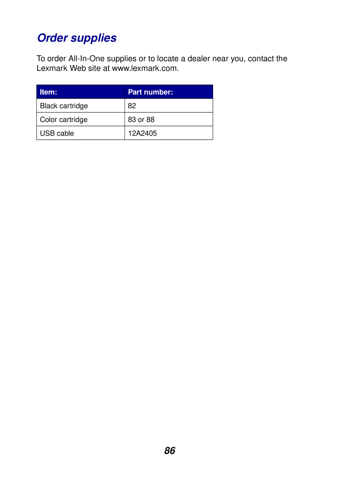 Lexmark X6100 manual Order supplies 