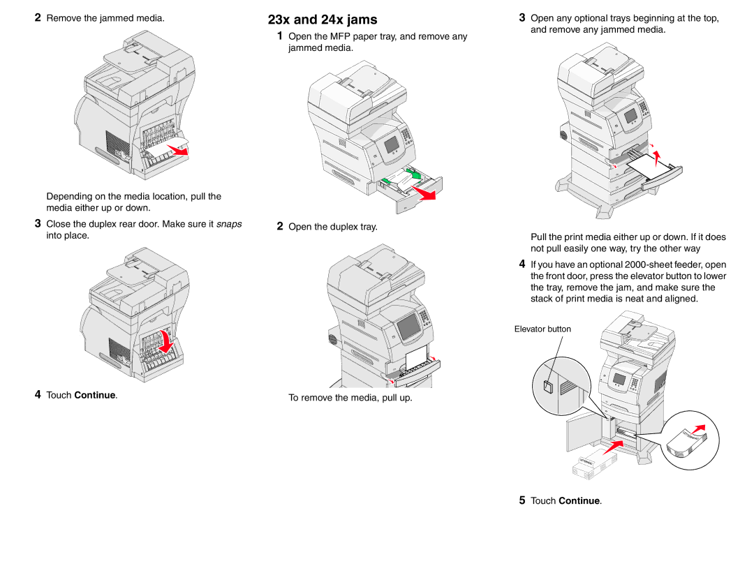 Lexmark X642 manual 23x and 24x jams 