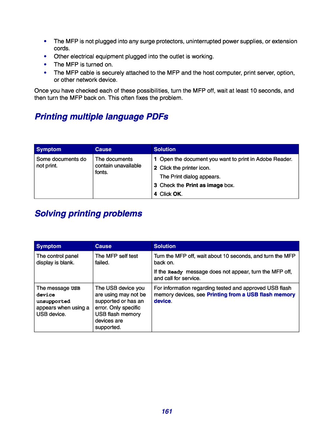 Lexmark X642e manual Printing multiple language PDFs, Solving printing problems 