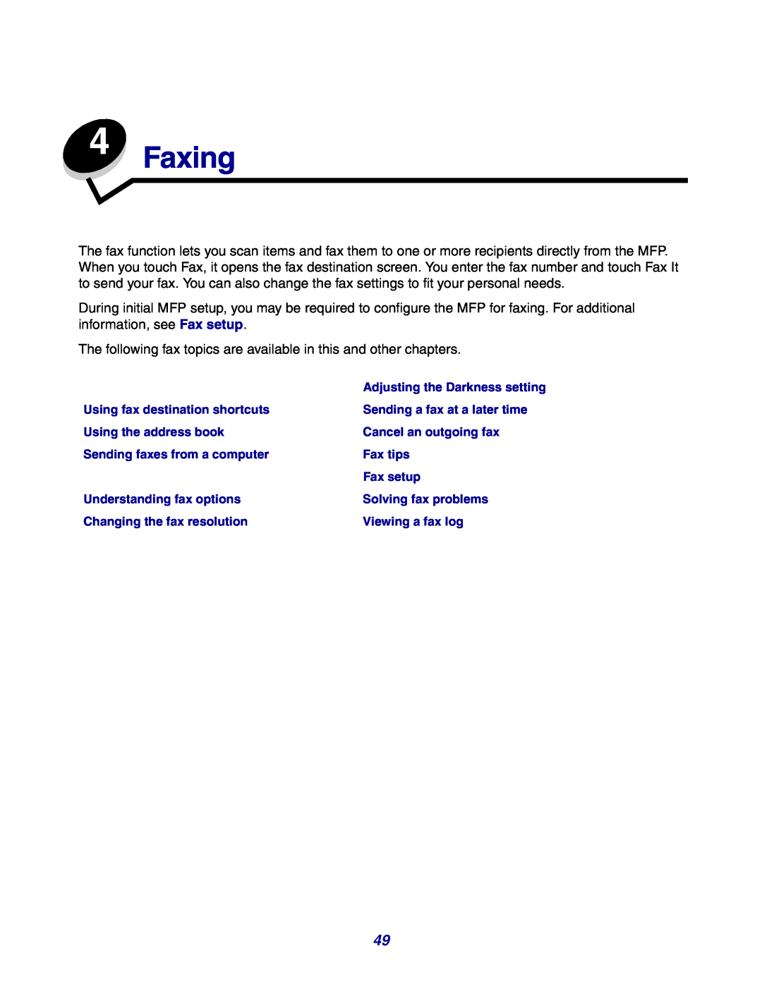Lexmark X642e manual Faxing 