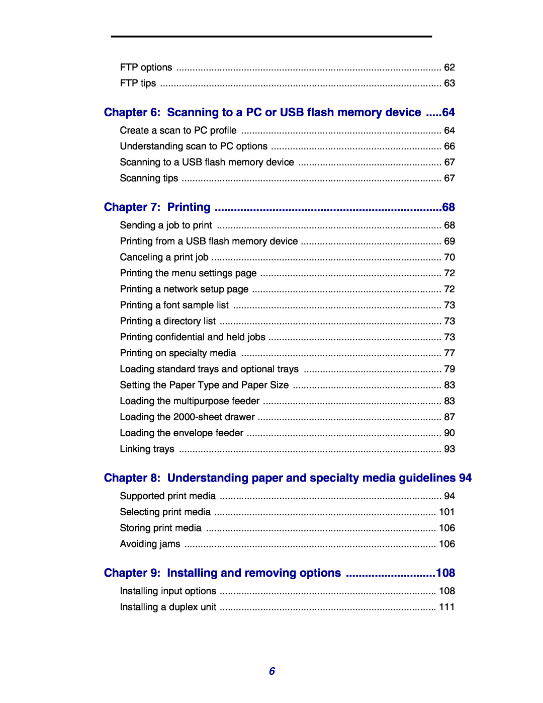 Lexmark X642e Scanning to a PC or USB flash memory device, Understanding paper and specialty media guidelines, Printing 