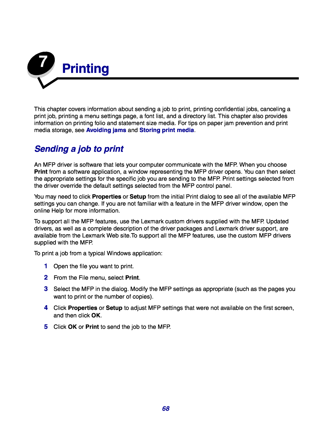 Lexmark X642e manual Printing, Sending a job to print 