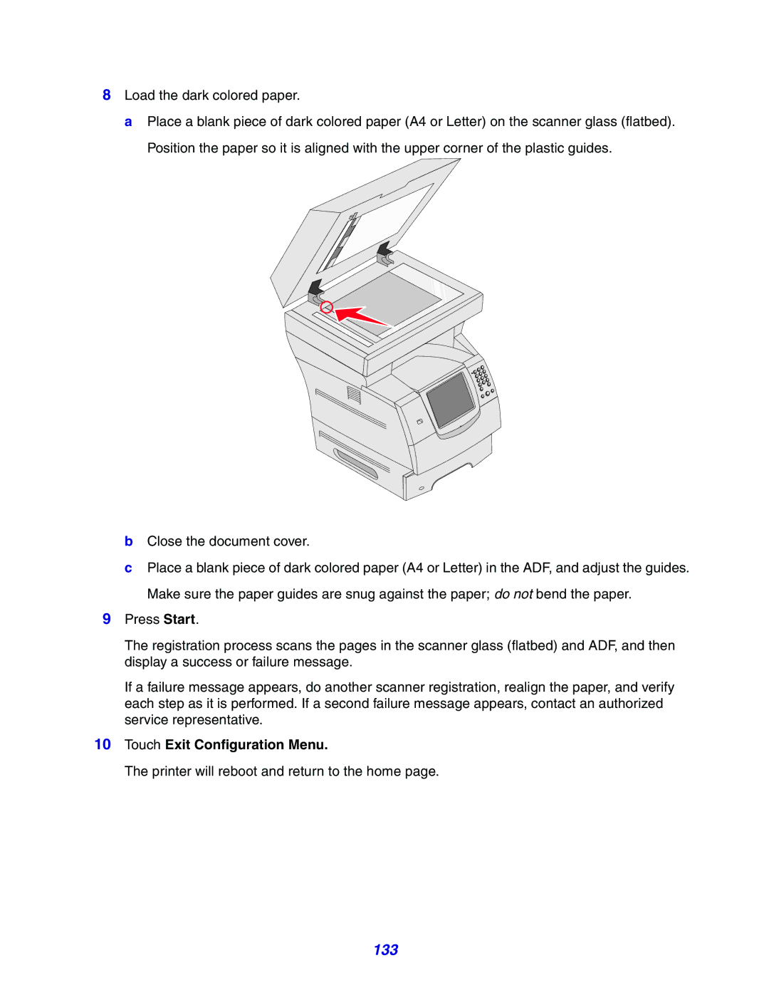 Lexmark X642e manual 133, Touch Exit Configuration Menu 