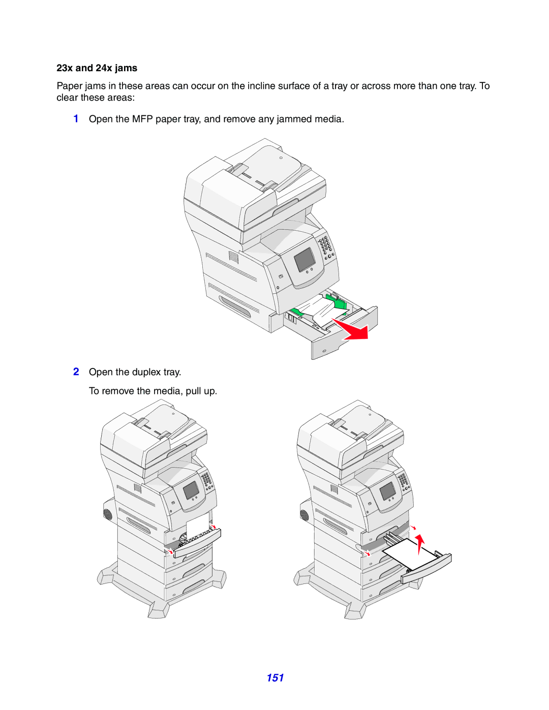 Lexmark X642e manual 151, 23x and 24x jams 