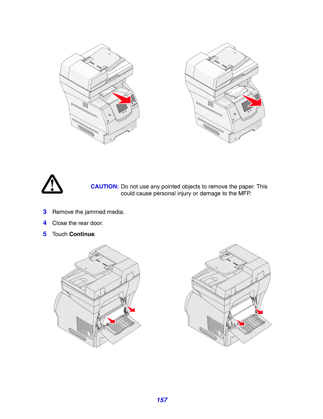 Lexmark X642e manual 157, Touch Continue 