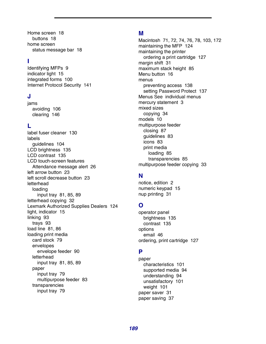 Lexmark X642e manual 189 