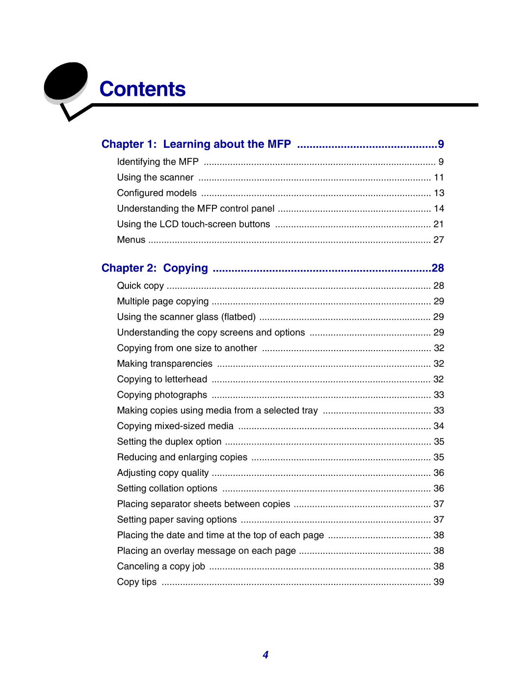 Lexmark X642e manual Contents 