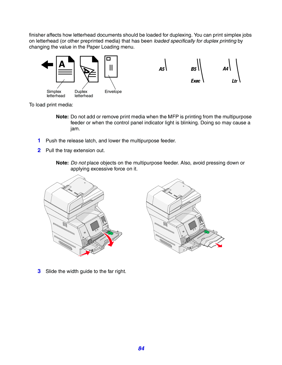 Lexmark X642e manual Simplex Duplex Envelope Letterhead letterhead 