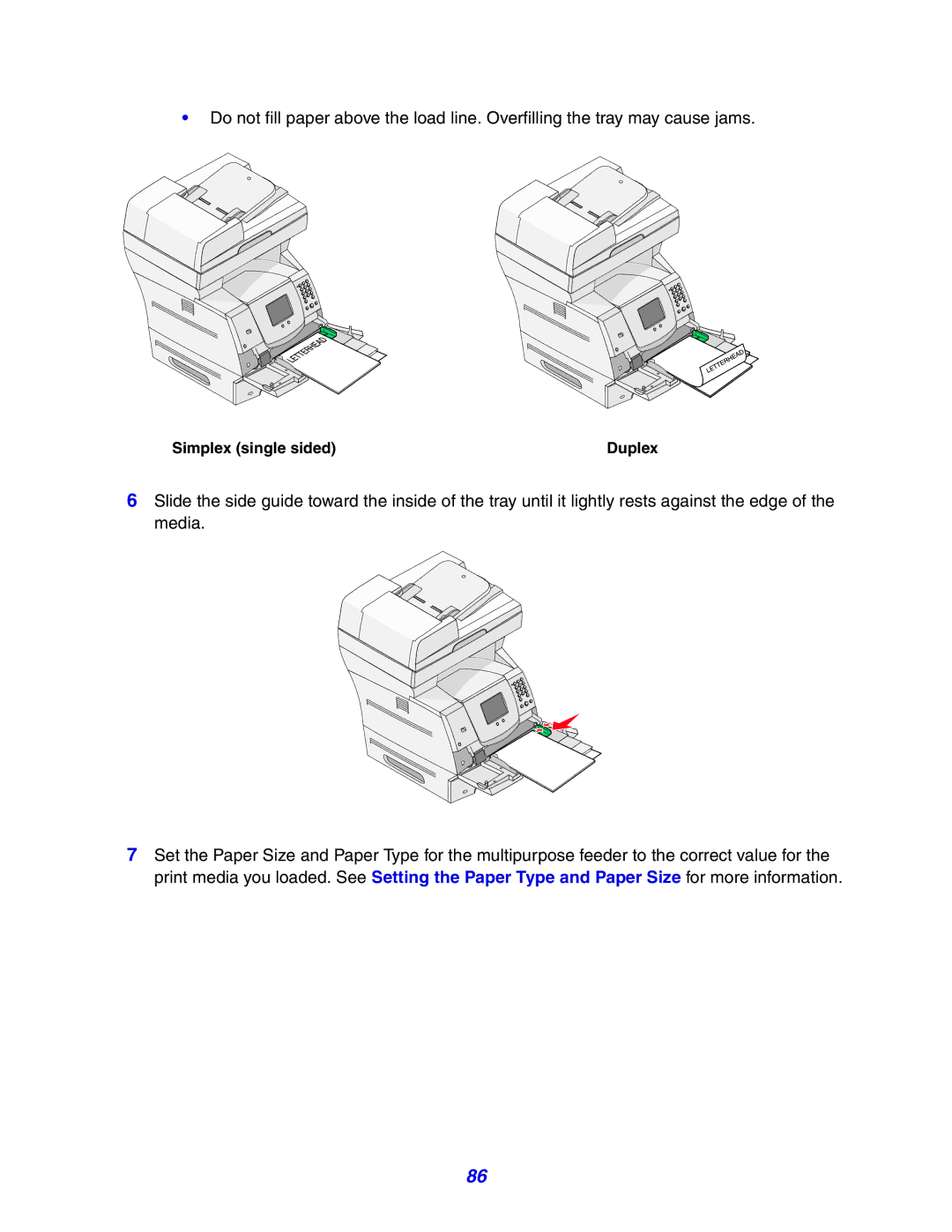 Lexmark X642e manual Simplex single sided 