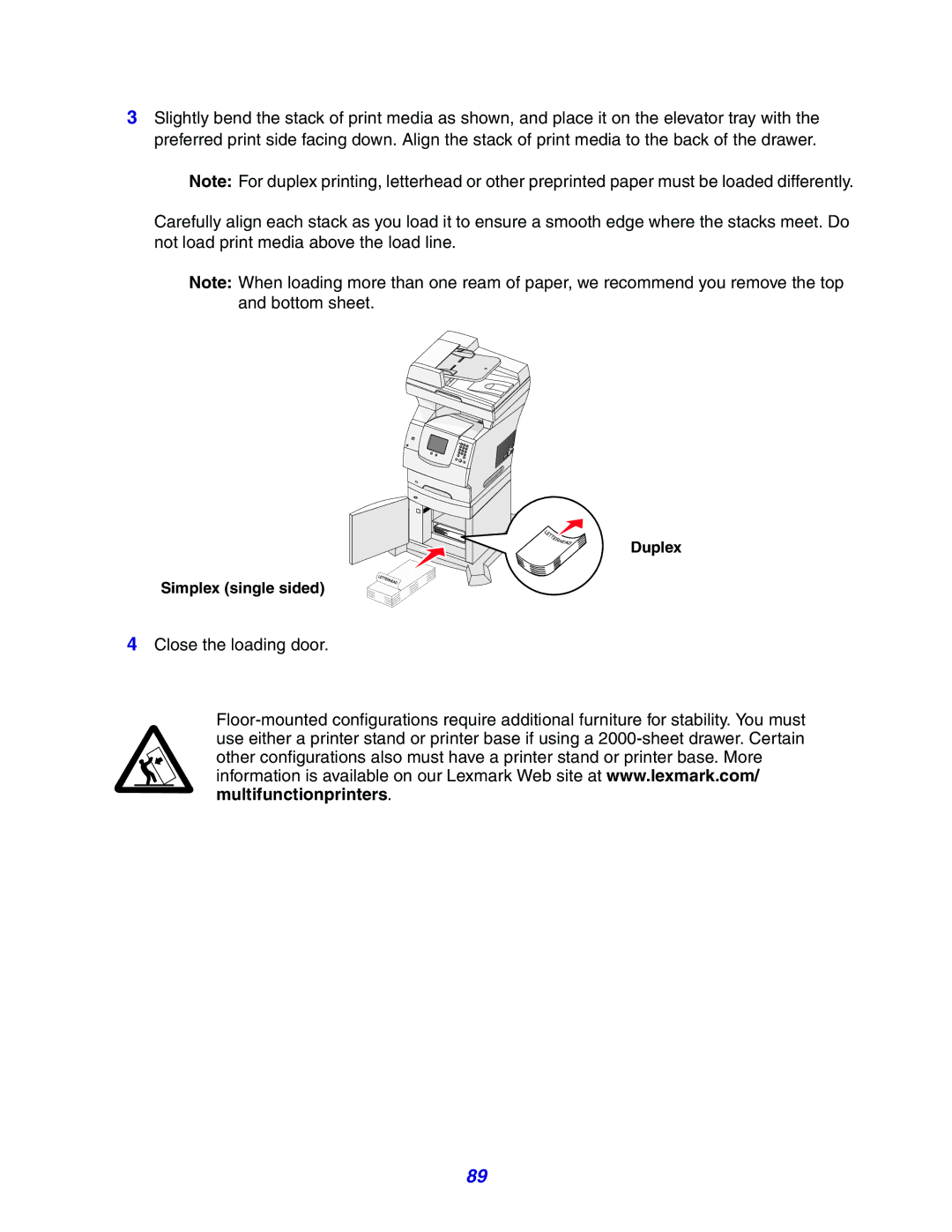 Lexmark X642e manual Close the loading door 