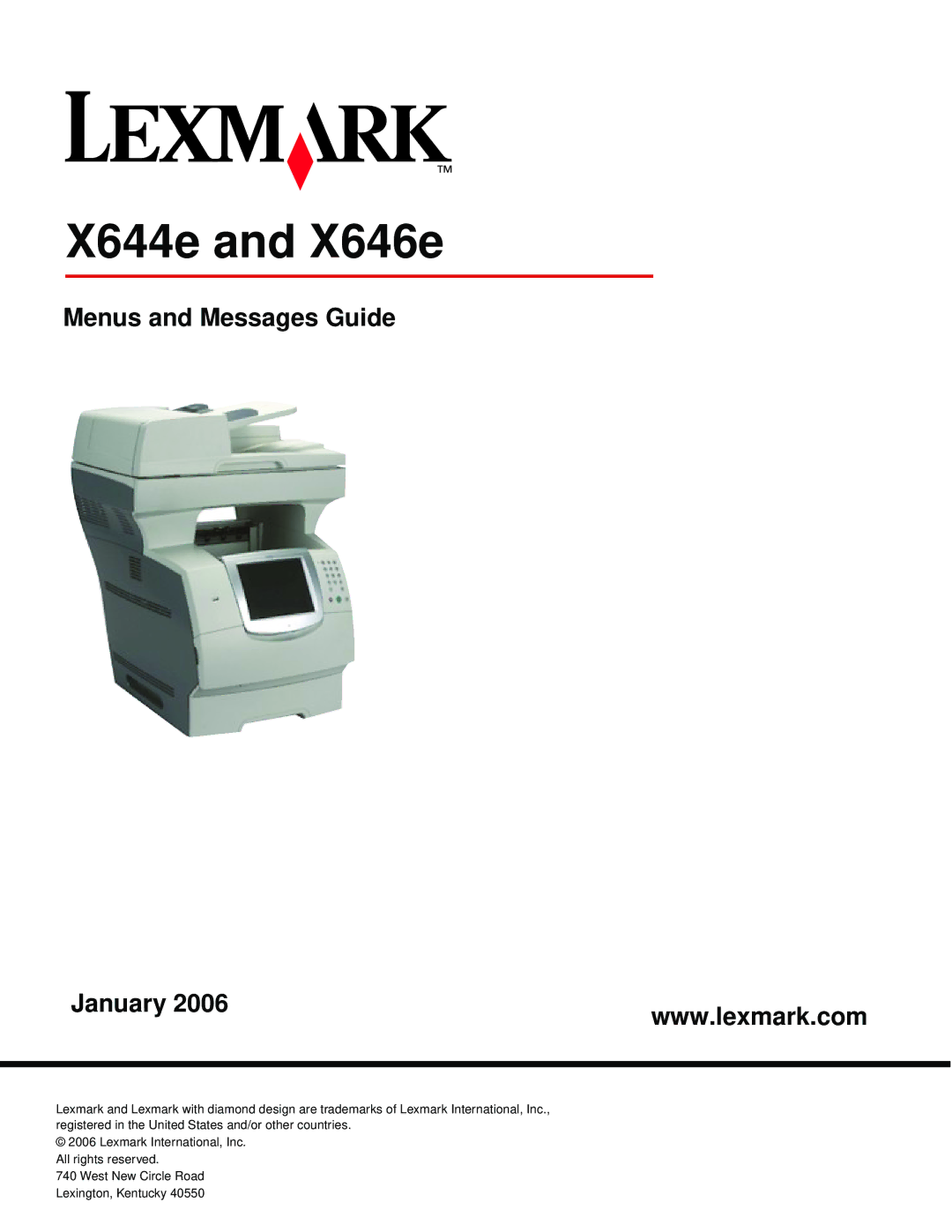 Lexmark X644E manual X644e and X646e 