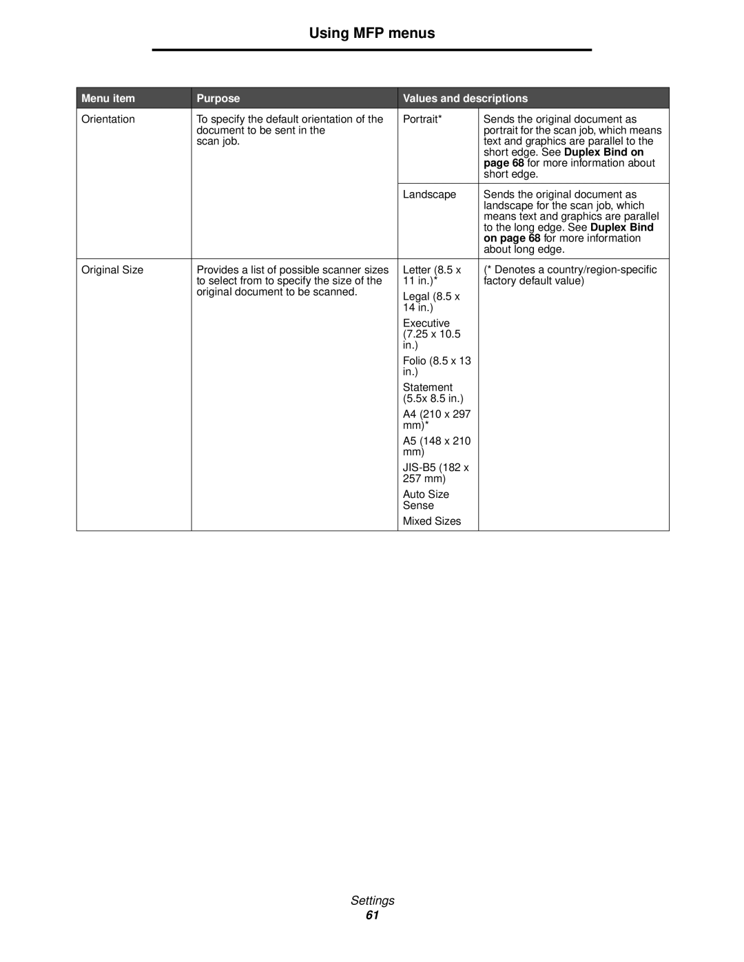 Lexmark X644E manual Portrait for the scan job, which means 