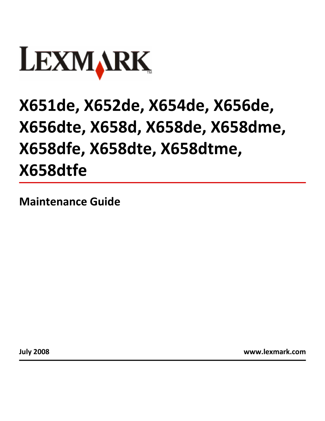 Lexmark 16M1265, X651de manual July 