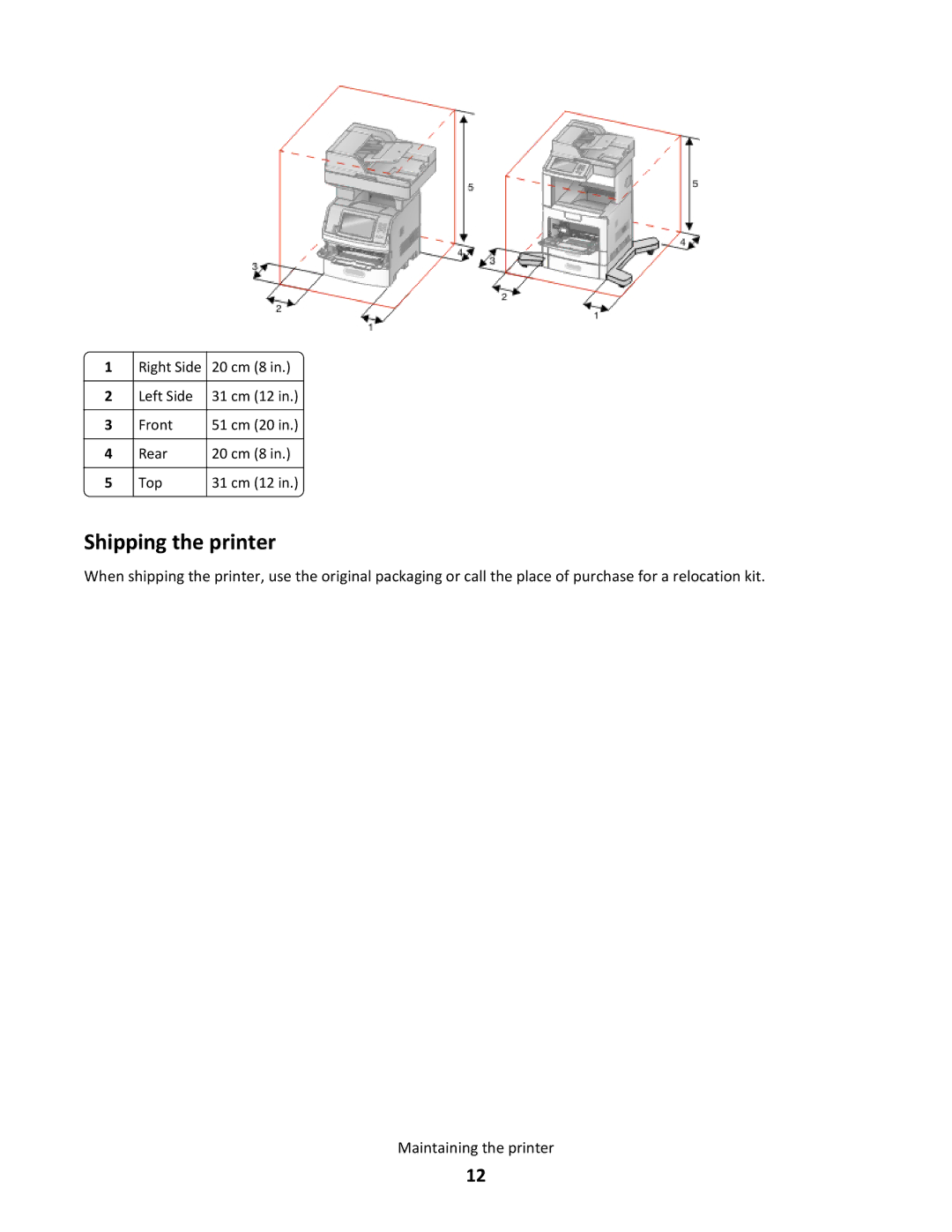 Lexmark X651de, 16M1265 manual Shipping the printer 