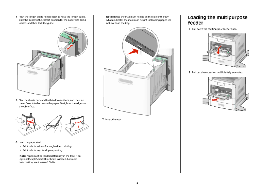 Lexmark 16M1960, X658dtfe, X656dte, X654de, 16M1847, 16M1842, 16M1851, 16M0409 manual Loading the multipurpose feeder 