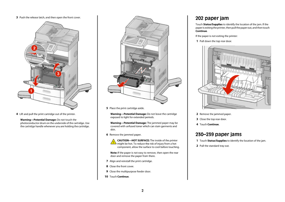 Lexmark X65x manual Paper jams 