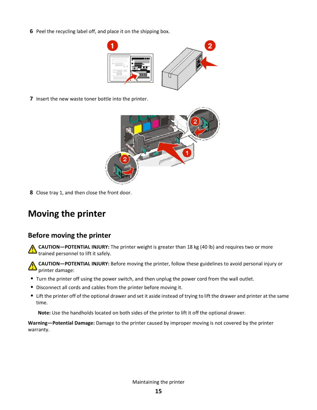 Lexmark X790 manual Moving the printer, Before moving the printer 