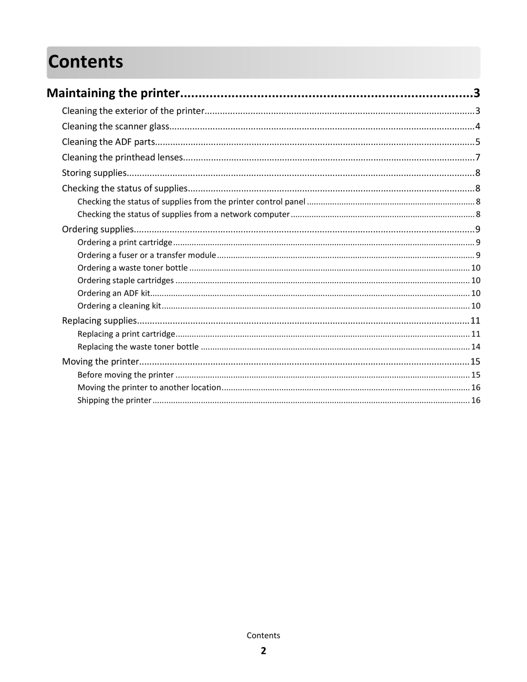 Lexmark X790 manual Contents 