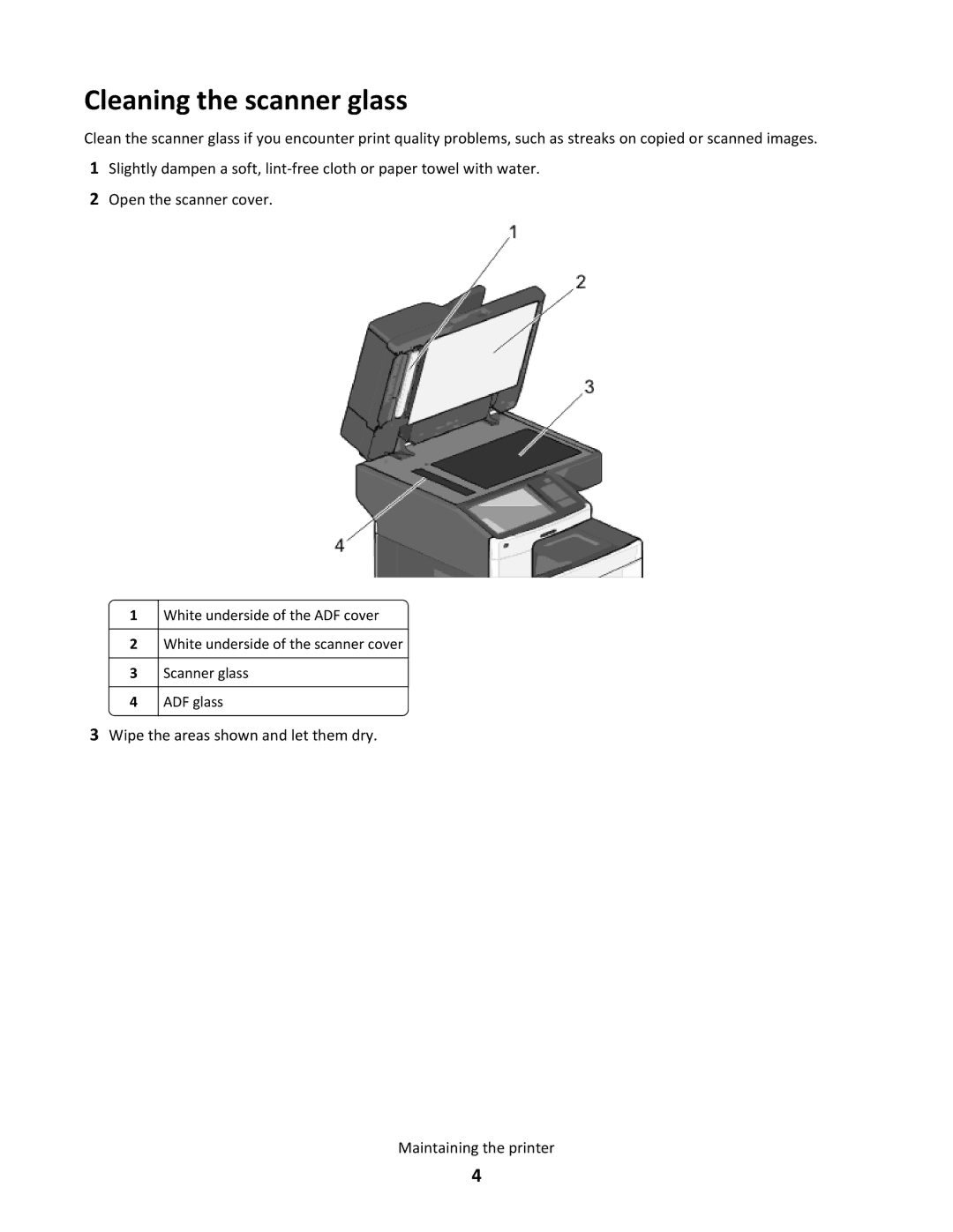 Lexmark X790 manual Cleaning the scanner glass 