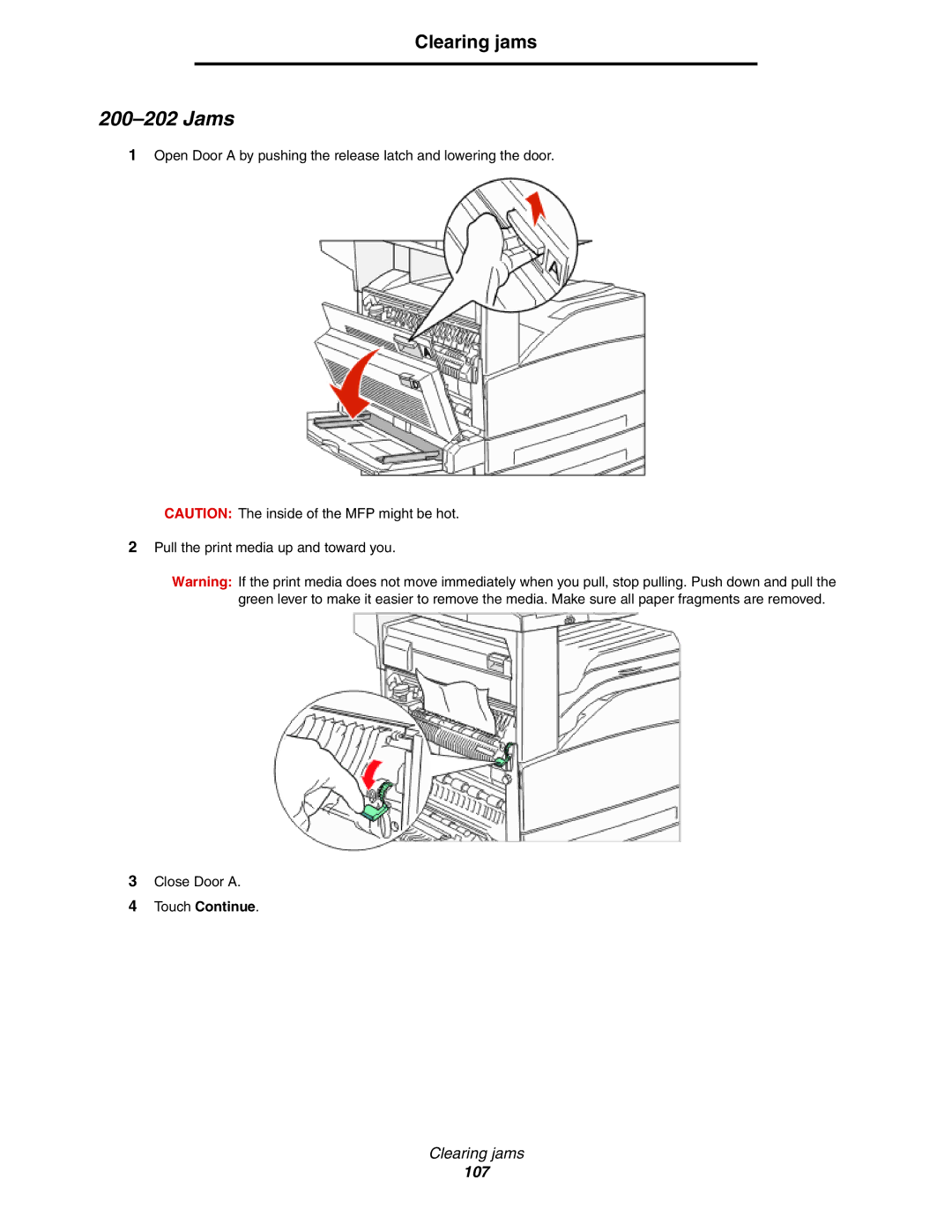 Lexmark X852e, X854e, X850e manual Jams 