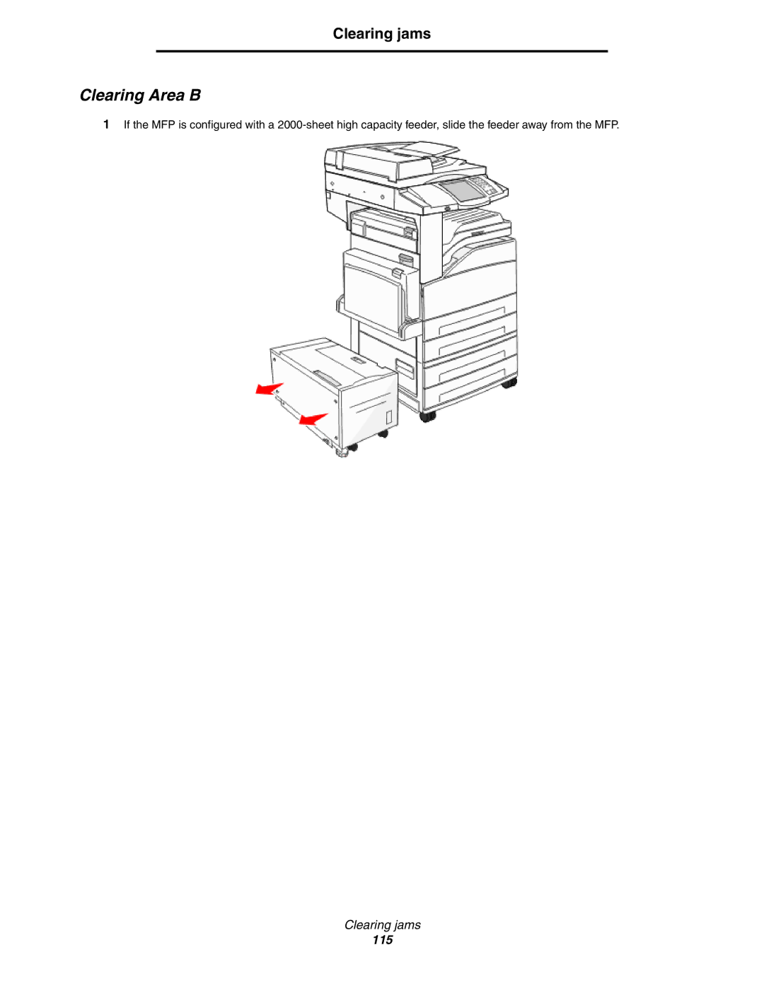 Lexmark X850e, X854e, X852e manual Clearing Area B 