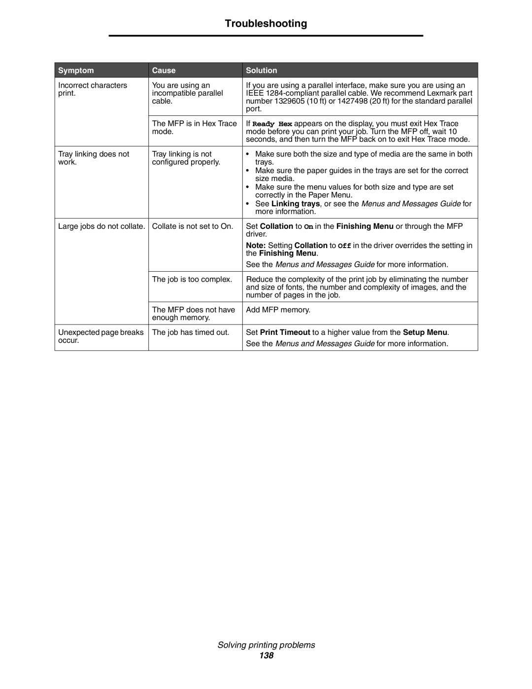 Lexmark X854e, X850e, X852e manual 138 