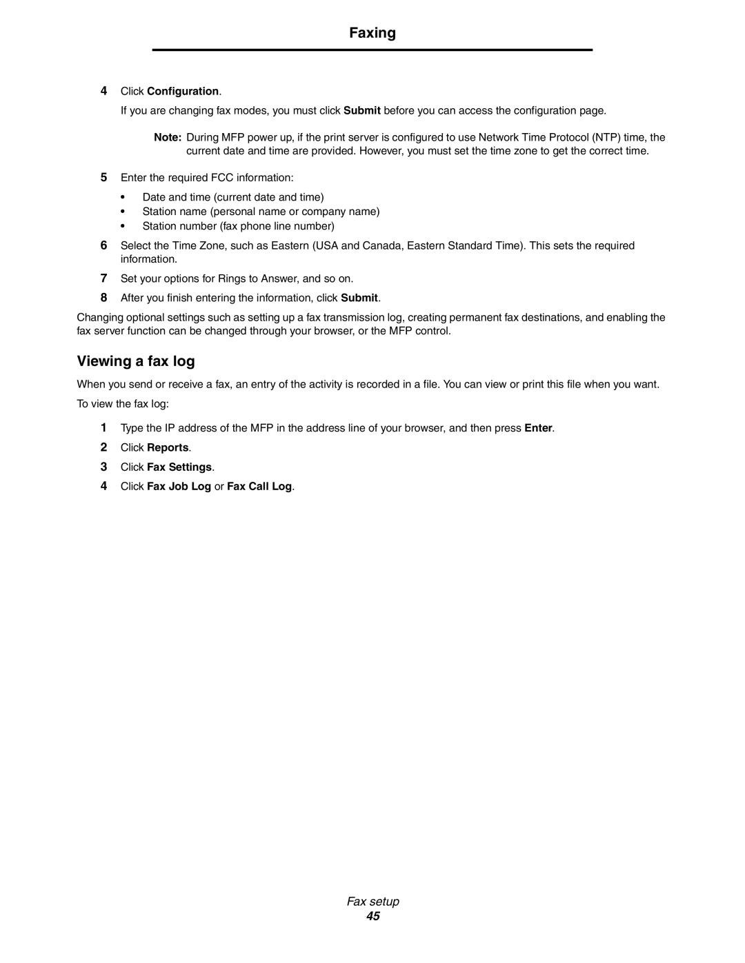 Lexmark X854e, X850e, X852e manual Viewing a fax log, Click Fax Settings Click Fax Job Log or Fax Call Log 