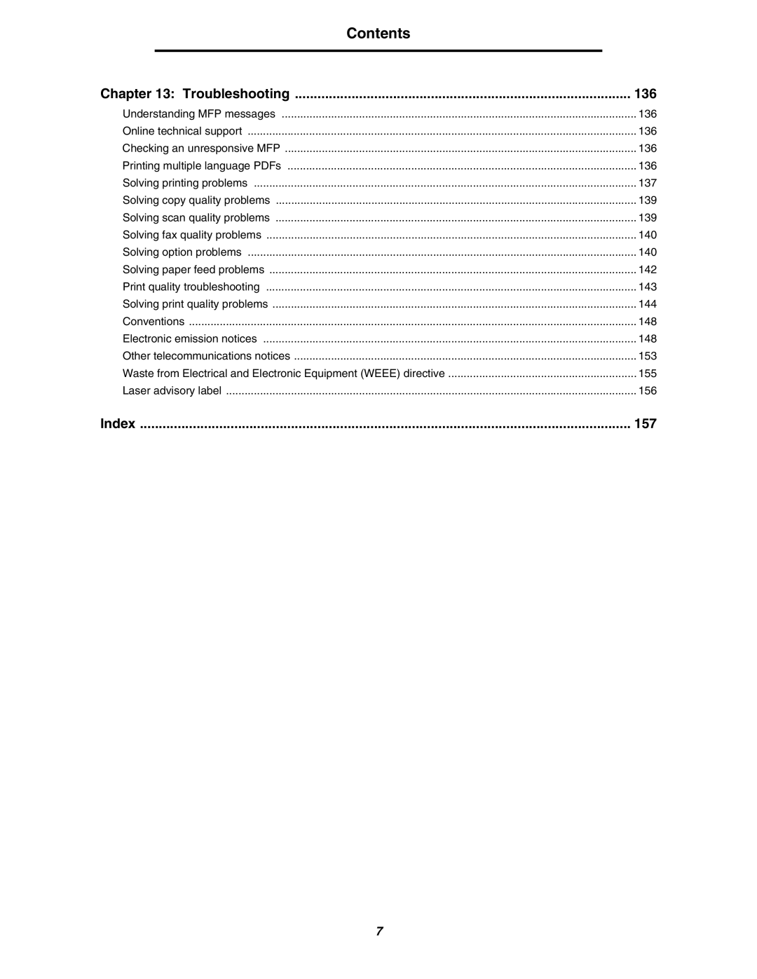 Lexmark X850e, X854e, X852e manual Index 157 