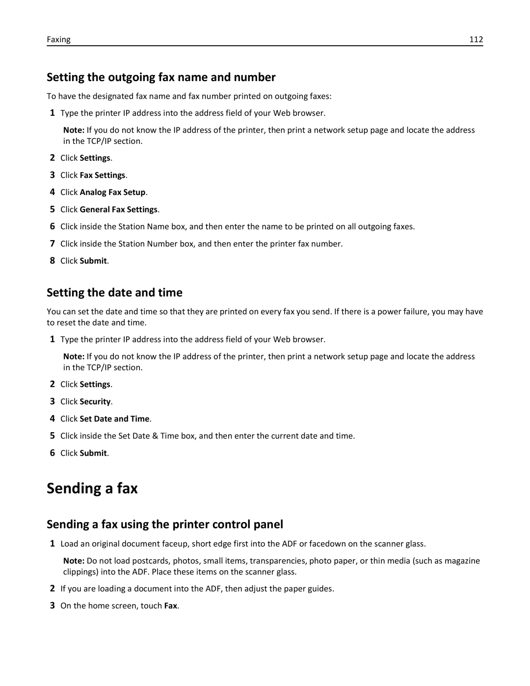 Lexmark 19Z0100, X862DTE, 19Z0201 manual Sending a fax, Setting the outgoing fax name and number, Setting the date and time 