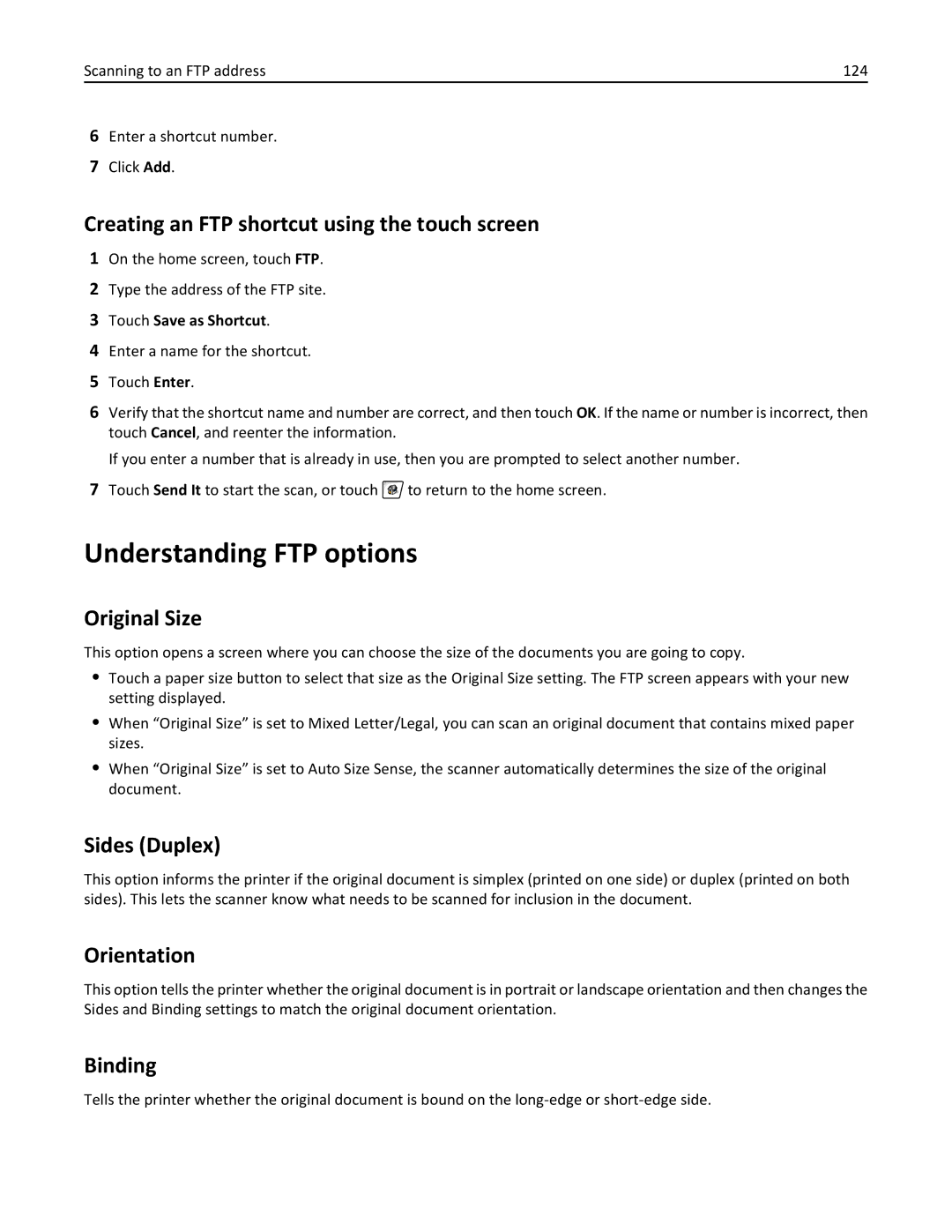 Lexmark 19Z0100, X862DTE, 19Z0201 manual Understanding FTP options, Creating an FTP shortcut using the touch screen 