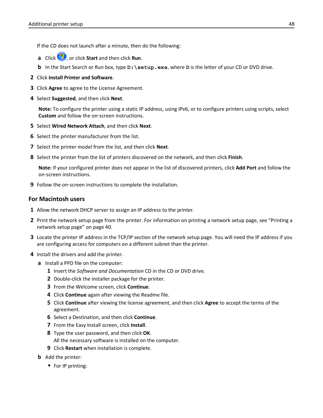 Lexmark X862DTE, 19Z0100, 19Z0201 manual For Macintosh users, Click Install Printer and Software 