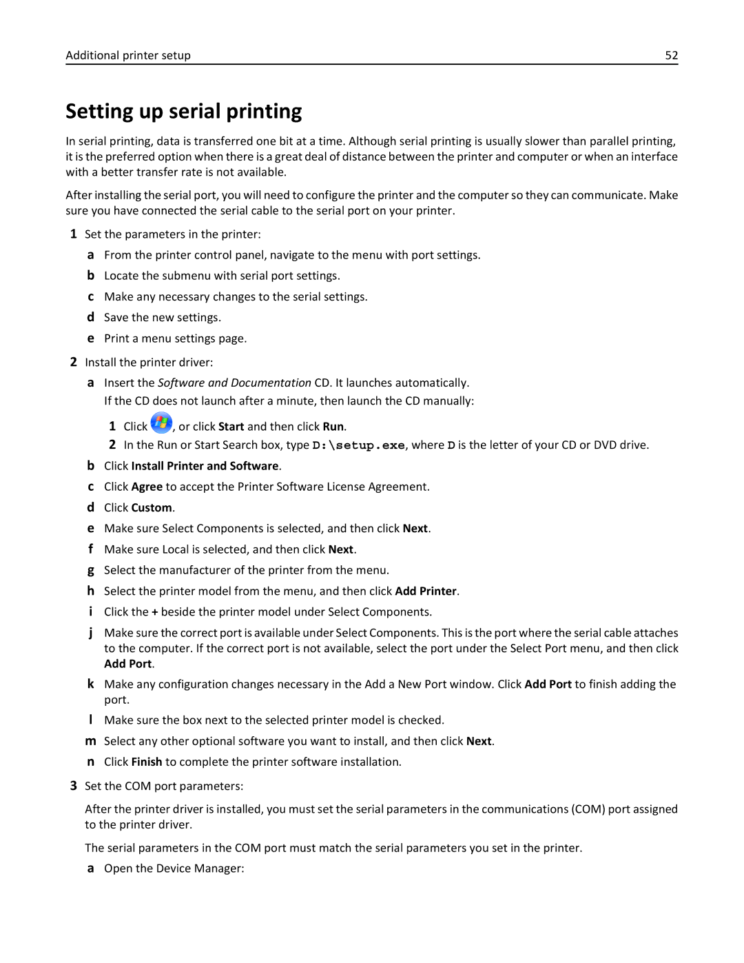 Lexmark 19Z0100, X862DTE, 19Z0201 manual Setting up serial printing, Click Install Printer and Software 