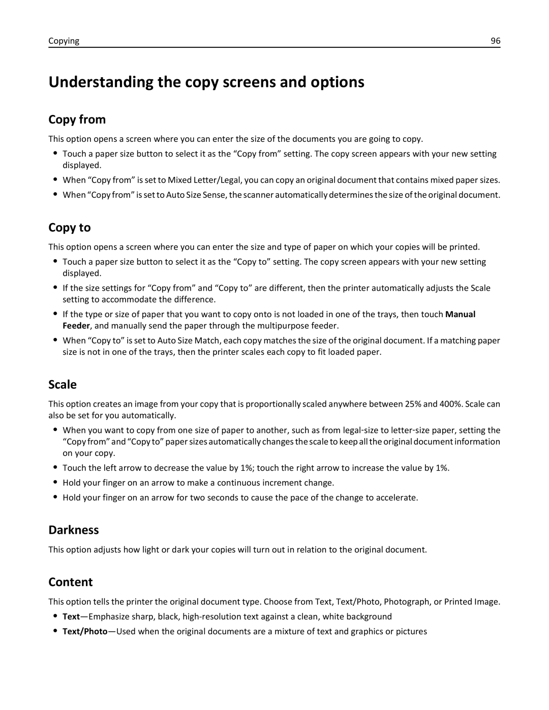 Lexmark X862DTE, 19Z0100, 19Z0201 manual Understanding the copy screens and options 