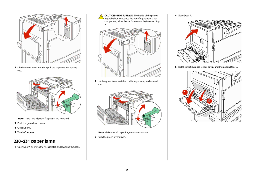 Lexmark X945, X94x manual Touch Continue 