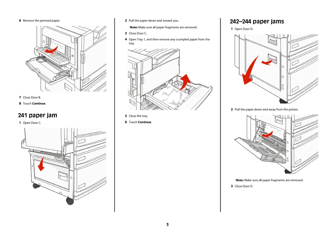 Lexmark X94x, X945 manual Paper jam 