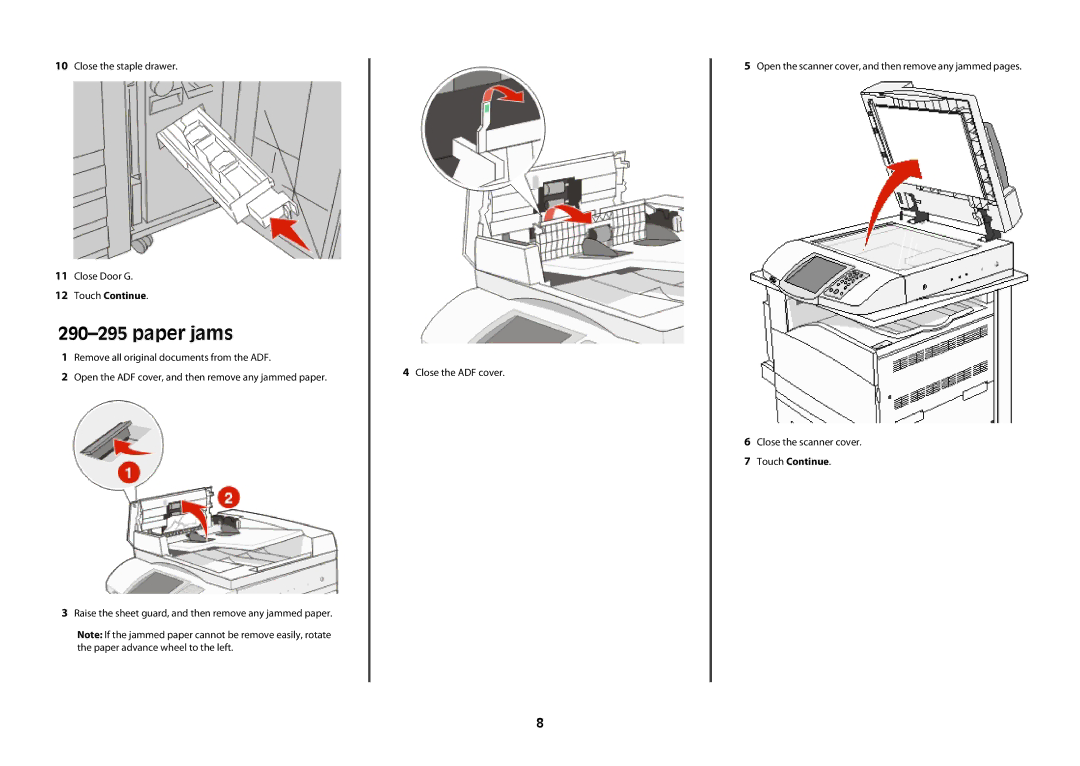 Lexmark X945, X94x manual Close the staple drawer Close Door G 