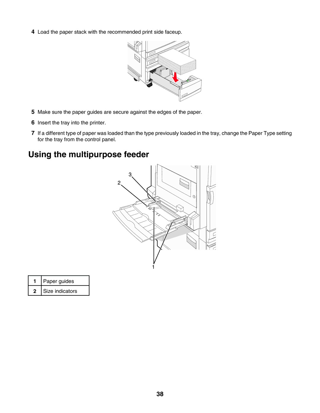 Lexmark X945E, X940E manual Using the multipurpose feeder 