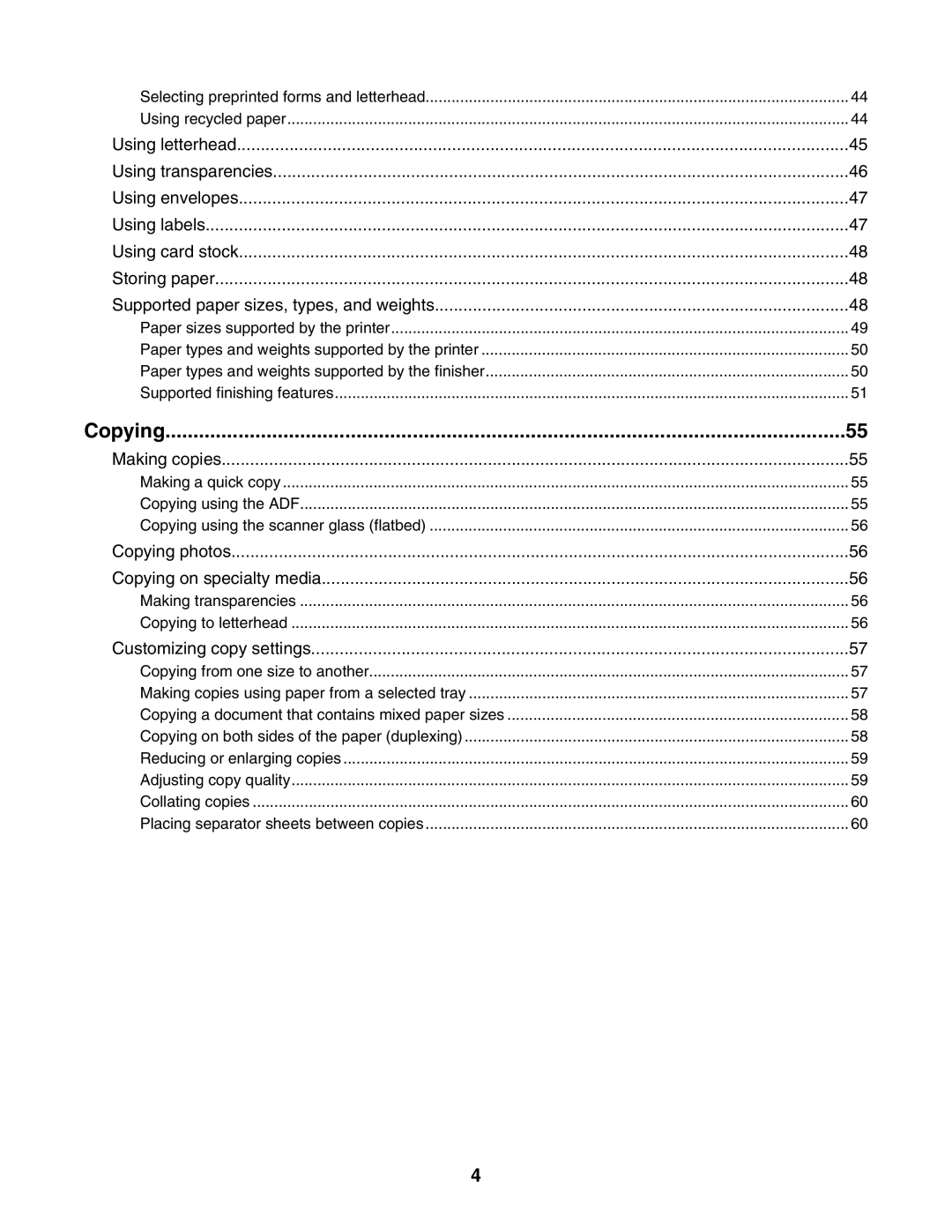 Lexmark X945E, X940E manual Copying, Customizing copy settings 